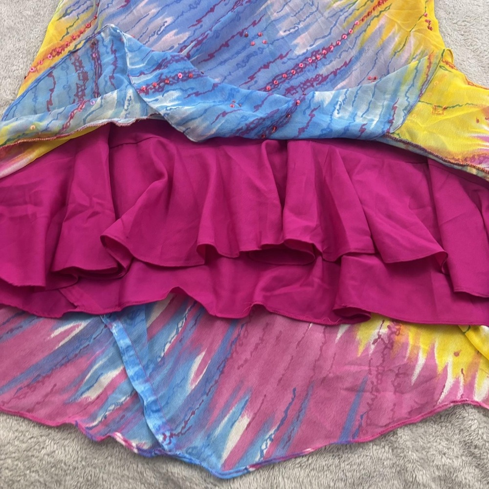 VTG Y2K Jessica Taylor Sequin Ruffle Hem Shift Dress Womens 2X Multicolor‎ Fairy - Picture 6 of 15